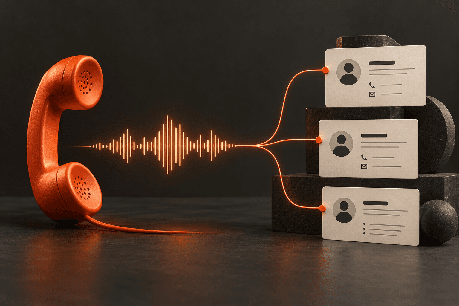 Concept illustration of an AI call connected to customer records