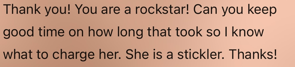 Feedback message with identifying details removed