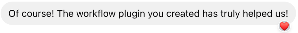 Feedback message with identifying details removed